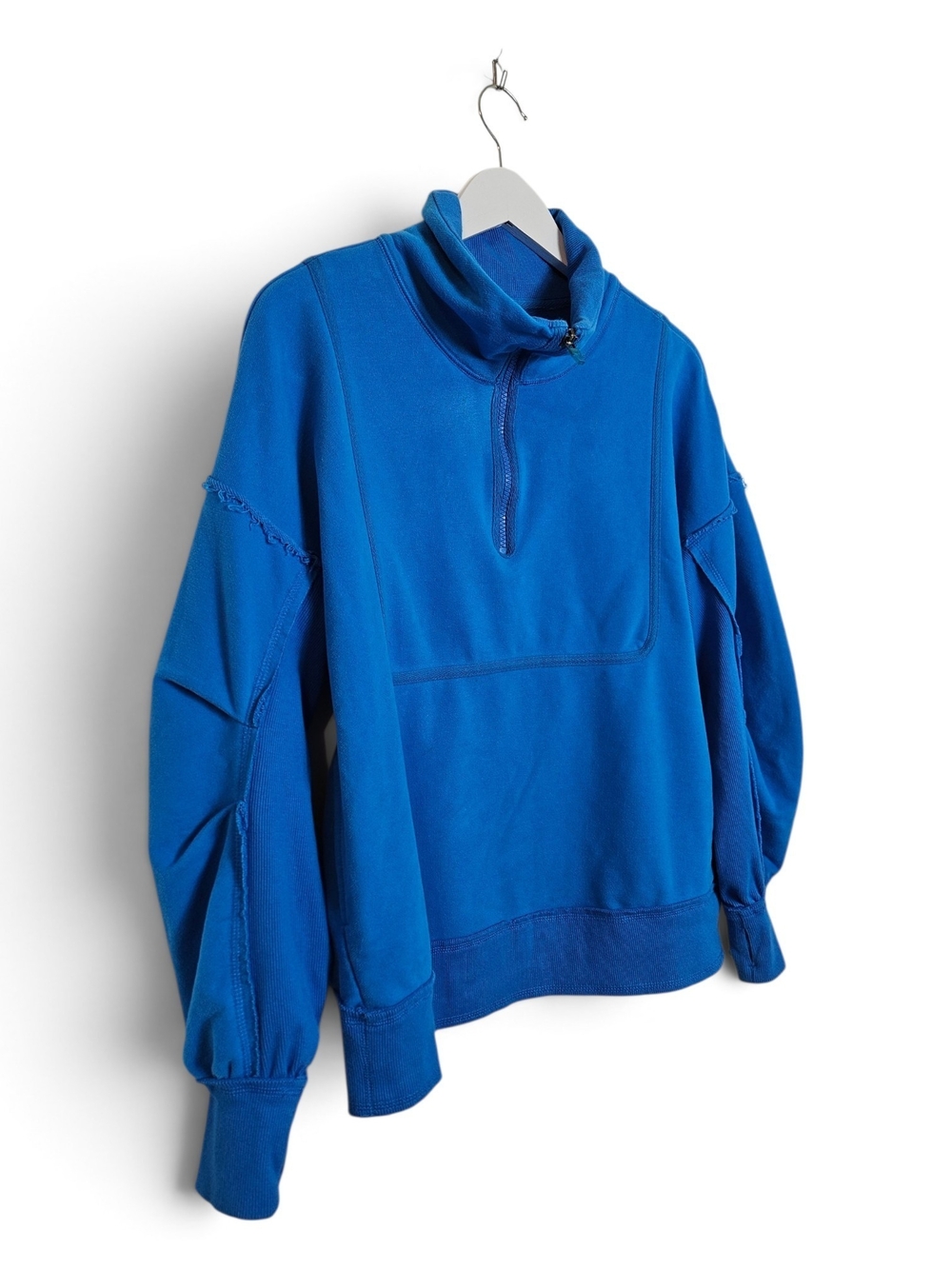 Free People FP Movement Pullover XS Half Zip Oversize Sweatshirt Blue FP